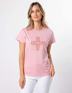 Stella + Gemma T-Shirt - Blush Red Chevron Cross