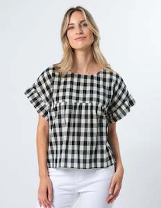 T Shirts And Shirts: Stella + Gemma Shanti Blouse - Black & White Check