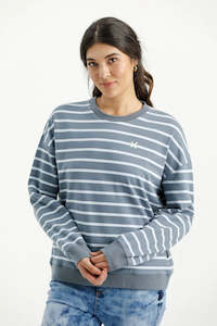 T Shirts And Shirts: Homelee Kayla Crew - Stormy Stripe