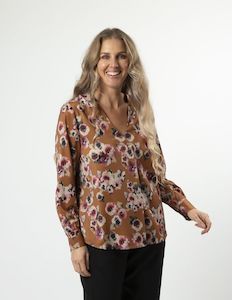 Stella + Gemma Cara Blouse - Blurred Blooms Rust