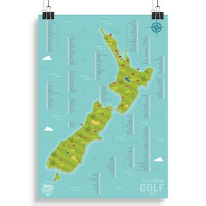Gifts: NZ Scratch Map - Golf - A3