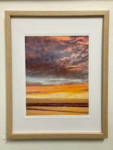 Art: Cotton Candy Skies, Foxton Beach - Framed Print