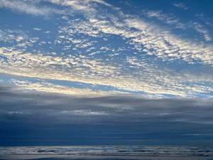 Art: Cotton Wool Skies, Foxton Beach - Unframed Print