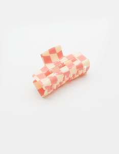 Stella + Gemma Hair Claw - Checkered Pink/Cream