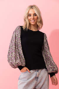 Charlo by Augustine - Jazz Knit Top Cotton Black