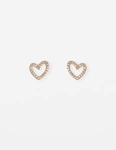 Stella + Gemma Earrings - Gold Crystal Heart Outline