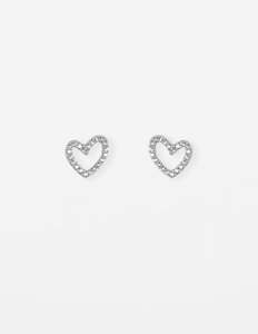 Stella + Gemma Earrings - Silver Crystal Heart Outline