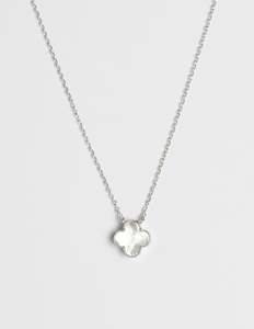 Stella + Gemma Necklace - Silver Mop Clover