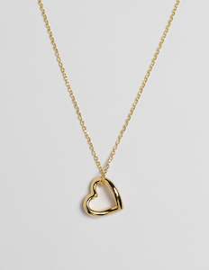 Stella + Gemma Necklace - Gold Hanging Heart Outline