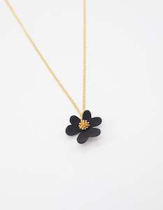 Stella + Gemma Necklace - Flower Black Gold Stamen