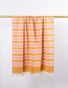Stella Gemma: Stella + Gemma Turkish Towel - Mustard/Blush Stripe