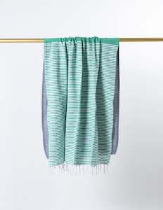 Stella + Gemma Turkish Towel - Charcoal/Green Stripe