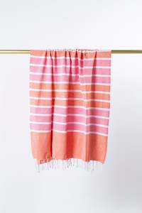 Stella + Gemma Turkish Towel - Tangerine/Coral Stripe
