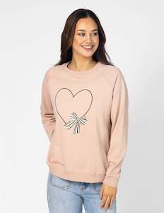 Sweatshirts Hoodies: Stella + Gemma Classic Sweater - Antique Rose Heart with Bow