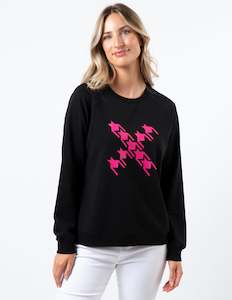 Sweatshirts Hoodies: Stella + Gemma Classic Sweater - Black with Neon Houndstooth