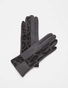 Accessories: Stella + Gemma Gloves - Leopard Block Grey