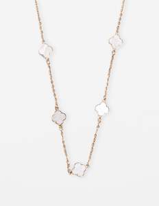 Jewellery: Stella + Gemma Necklace - Gold Chain Mother of Pearl Flowers