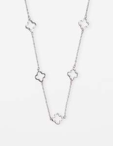 Jewellery: Stella + Gemma Necklace - Silver Chain Cut Out Flower