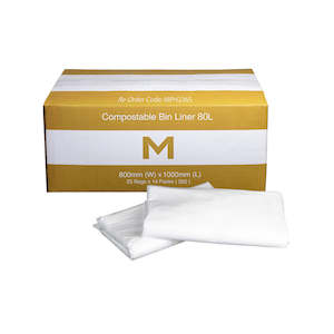 Bin Liners Wheelie Bin 80l: White Liner - Compostable - 350pc/Carton - PBL80CP
