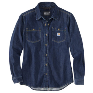 Shirts: Carhartt Women's TW5492 Relaxed fit Denim shirt