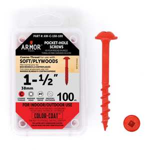 Color-Coat 1-1/2″ Coarse-Thread Pocket Hole Screws- 100 Package (Armor-Tool)