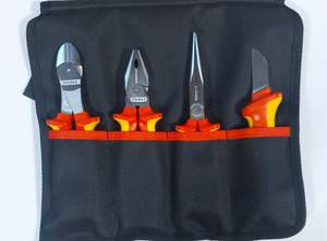 Pliers: 4 piece Pliers & knife VDE Set (Knipex)
