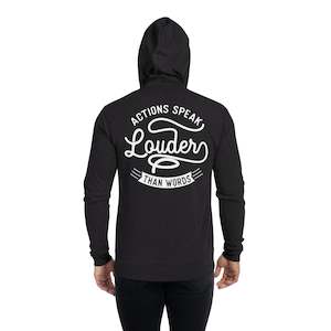 Mens Action Speaks Louder Than Words zip hoodie