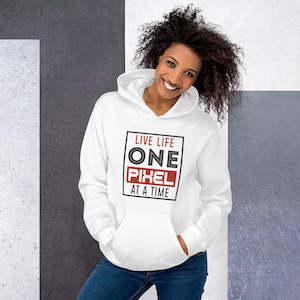 Women Hoodies: Women's Live Life One Pixel At A Time Hoodie - White