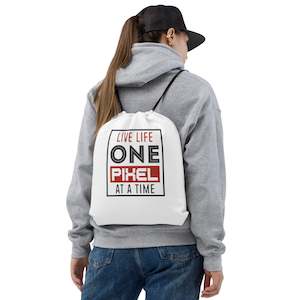 Live Life One Pixel At A Time Drawstring Bag