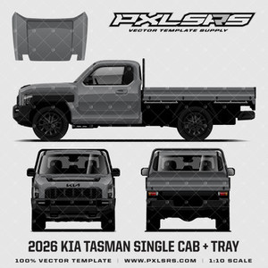 Products: 2025-2026 Kia Tasman Ute - Single Cab + Alloy Tray '100% Vector' Template