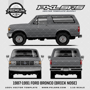 Products: 1987-1991 Ford Bronco + Front/Back 'Premium' Vector Template