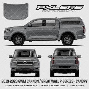 Products: 2019-2023 GWM Cannon / Great Wall P-Series Double Cab + Canopy '100% Vector' Template