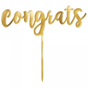 Congrats cake topper - gold - Pixie Party Boutique