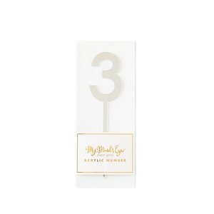3 Silver number cake topper - Pixie Party Boutique
