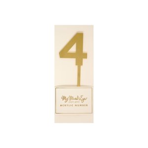 4 Gold number cake topper - Pixie Party Boutique