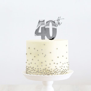 40th metal cake topper - silver - Pixie Party Boutique