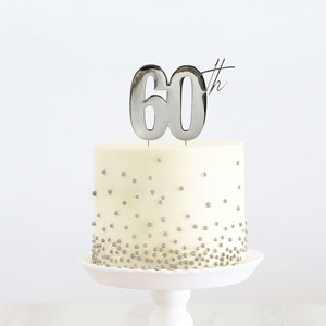 Products: 60th metal cake topper - silver - Pixie Party Boutique