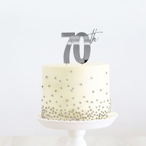 70th metal cake topper - silver - Pixie Party Boutique