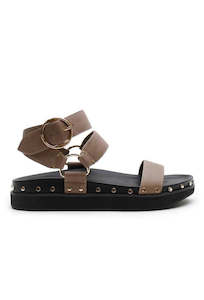 Footwear Women: Studded Sandal - Stone