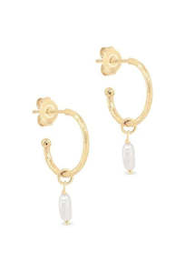 Eternal Peace Hoops - Gold / Pearl