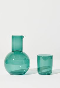Glassware: Belly Carafe + Cup Set - Teal