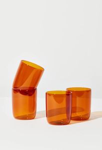 Glassware: Belly Cups - Set of 4 - Amber