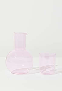 Glassware: Belly Carafe + Cup Set - Pink