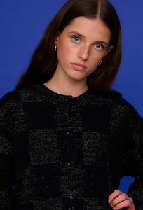 Squares Cardi - Black Sparkle