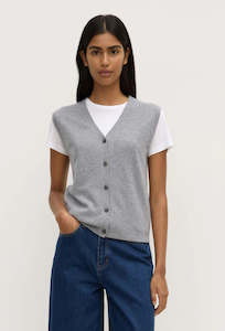 Knitwear: Lara Cashmere Knit Tank - Grey Marle