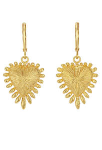Accessories Women: Heart Rays Earrings - 22k Gold Plate