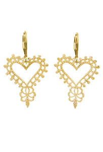 Accessories Women: Gypsy Heart Earrings - 22k Gold Plate