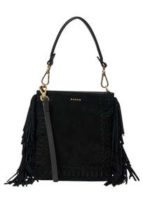 Accessories Women: Coco Mini Bag Black Suede + Fringe
