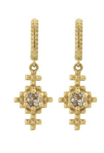 Indie Earrings - 22k Gold Plate with Peach Zircon