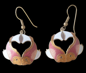 Accessories: Vintage Koi Fish Cloisonné Oriental Earrings